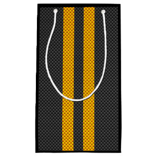 Accent Yellow Racing Stripes Carbon Fibre Style Small Gift Bag