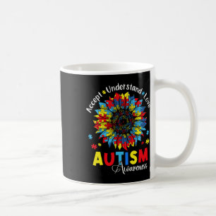 Accepnt Understand Love Autism Awareness Sunflower Coffee Mug