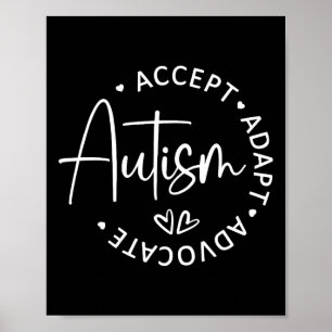 Accept Adapt Advocate Autism Awareness Be Kind Sup Poster