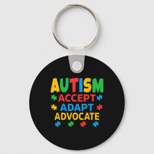 Accept Adapt Advocate Autism Awareness Men Women K Key Ring
