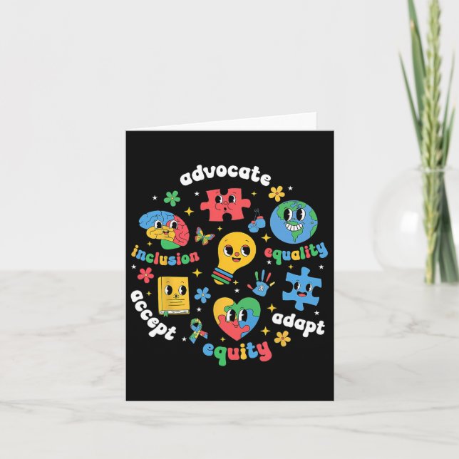 Accept Adapt Advocate Inclusion Autism Awareness M Card (Front)