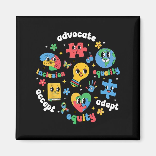 Accept Adapt Advocate Inclusion Autism Awareness M Magnet (Front)