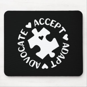 Accept Adapt Advocate Puzzle Piece Autism Awarenes Mouse Pad
