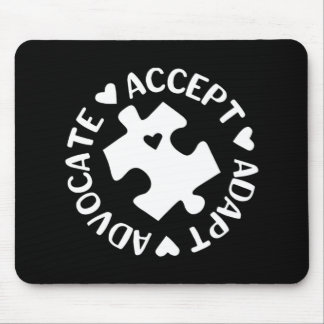 Accept Adapt Advocate Puzzle Piece Autism Awarenes Mouse Pad