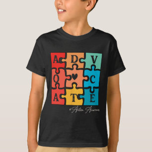 Accept Adapt Advocate Puzzle Piece Retro Autism Aw T-Shirt