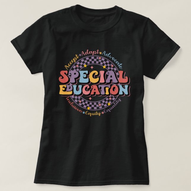 Accept Adapt Advocate Special Education Retro T-Shirt (Design Front)
