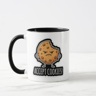 Accept Cookies Funny Tech Pun Angry Cookie Mug