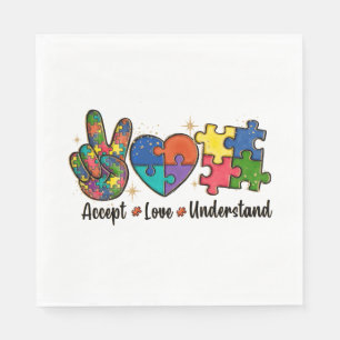 Accept Love Understand - Autism Awareness Heart Napkin