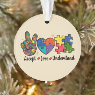 Accept Love Understand - Autism Awareness Heart Ornament