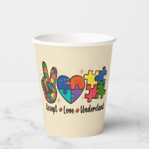 Accept Love Understand - Autism Awareness Heart Paper Cups