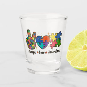 Accept Love Understand - Autism Awareness Heart Shot Glass