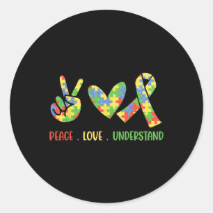Accept Love Understand Autism Awareness Men Women  Classic Round Sticker