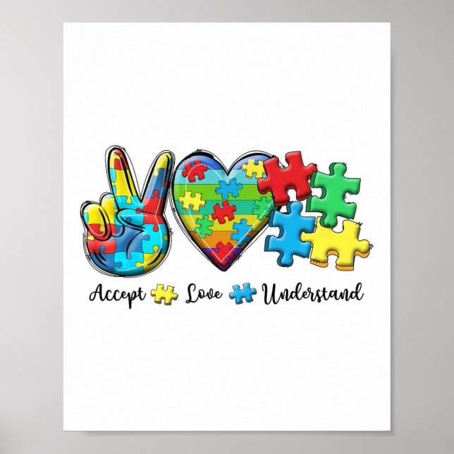 Accept Love Understand Autism Awareness Men Women  Poster (Front)