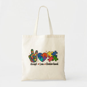 Accept, Love, Understand Autism Awareness Tote Bag