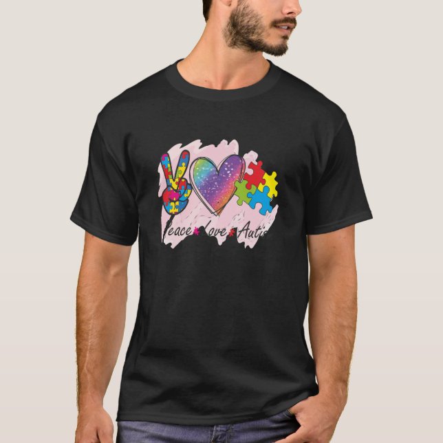 Accept Love Understand Autism Support Friends Auti T-Shirt (Front)