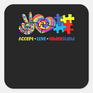 Accept Love Understand Puzzle Autism Awareness Mon Square Sticker