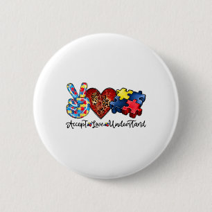 Accept Love Understandpeace Love Autism Awareness 6 Cm Round Badge