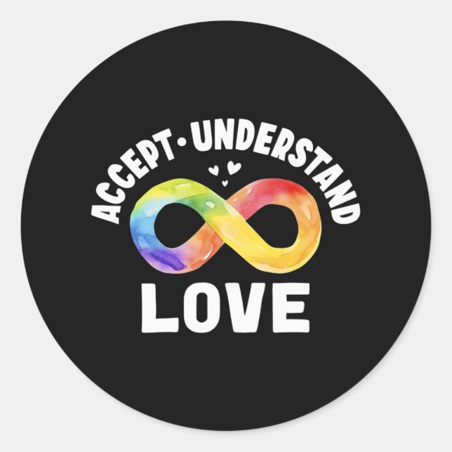 Accept Understand Love Autism Awareness Asd Classic Round Sticker (Front)