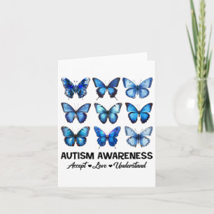 Accept Understand Love Autism Awareness Butterfly  Card