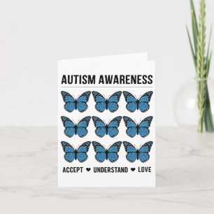 Accept Understand Love Autism Awareness Butterfly  Card