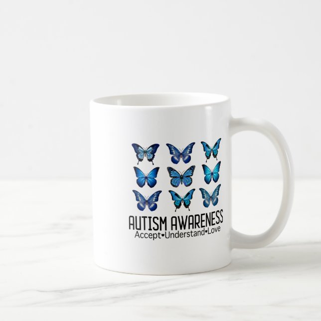 Accept Understand Love Autism Awareness Butterfly  Coffee Mug (Right)