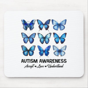 Accept Understand Love Autism Awareness Butterfly Mouse Pad