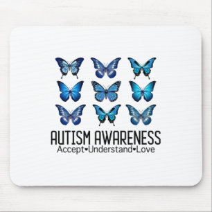 Accept Understand Love Autism Awareness Butterfly Mouse Pad