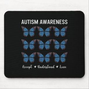 Accept Understand Love Autism Awareness Butterfly Mouse Pad