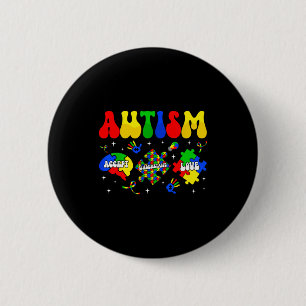 Accept understand love autism awareness day puzzle 6 cm round badge