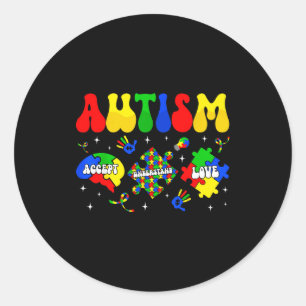 Accept understand love autism awareness day puzzle classic round sticker