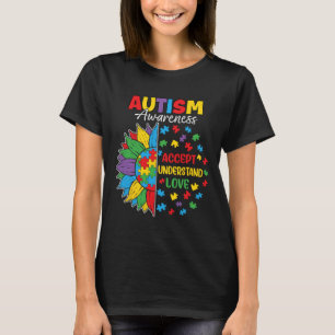Accept Understand Love Autism Awareness Flower Gif T-Shirt