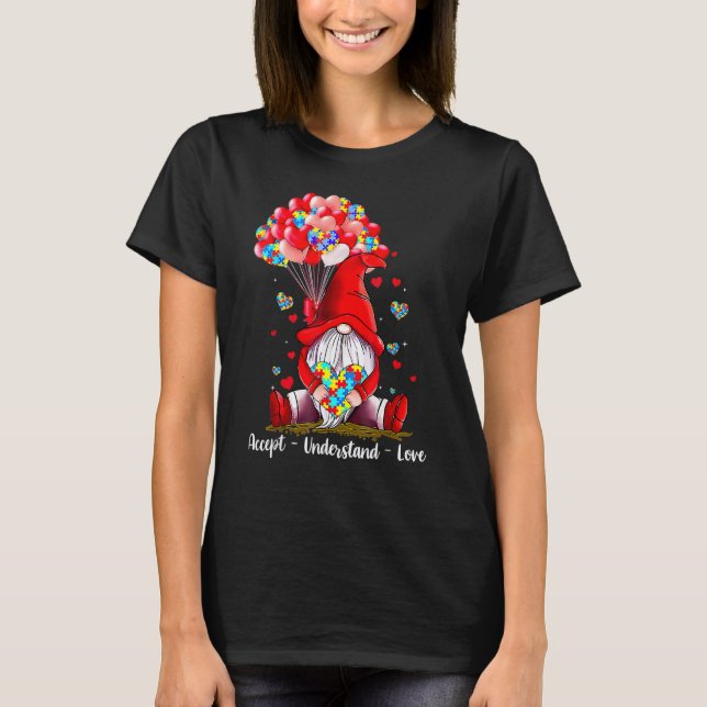 Accept Understand Love Autism Awareness Gnome Vale T-Shirt (Front)