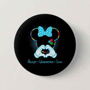 Accept Understand Love Autism Awareness - Mouse Au 6 Cm Round Badge