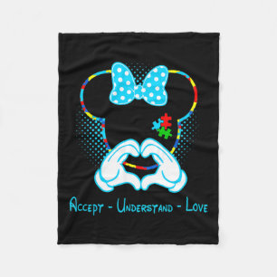Accept Understand Love Autism Awareness - Mouse Au Fleece Blanket