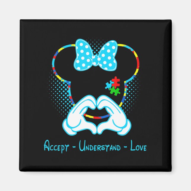 Accept Understand Love Autism Awareness - Mouse Au Magnet (Front)