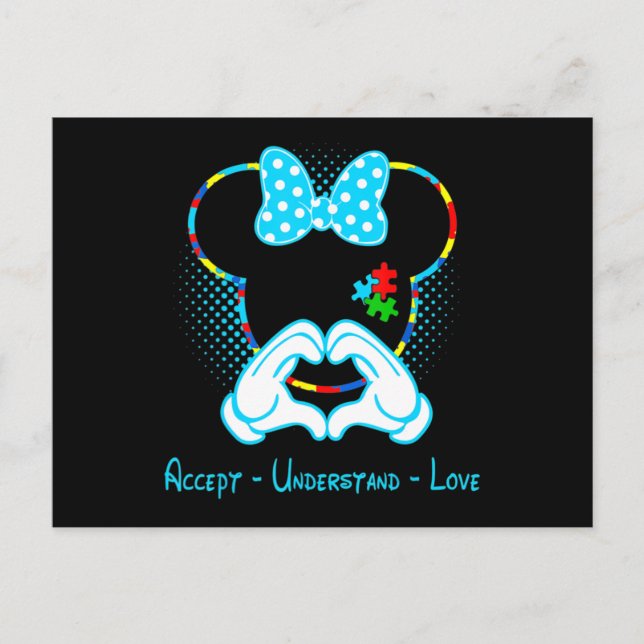 Accept Understand Love Autism Awareness - Mouse Au Postcard (Front)