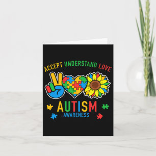 Accept Understand Love Autism Awareness Sunflower Card