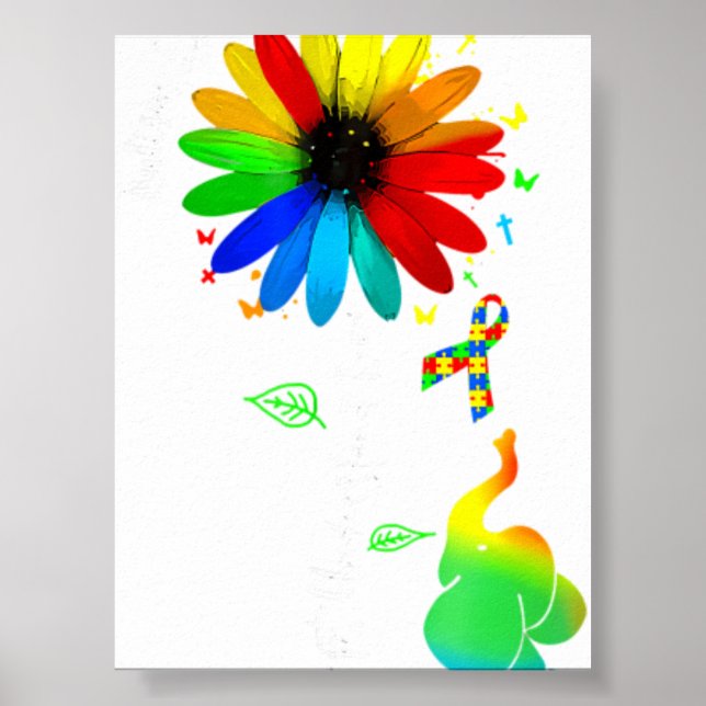 Accept Understand Love Autism Awareness Sunflower  Poster (Front)