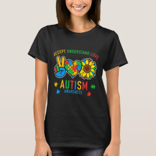 Accept Understand Love Autism Awareness Sunflower T-Shirt