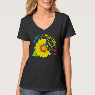 Accept Understand Love Autism Awareness Sunflower T-Shirt