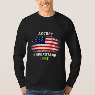 Accept Understand Love Autism Awareness Usa Americ T-Shirt