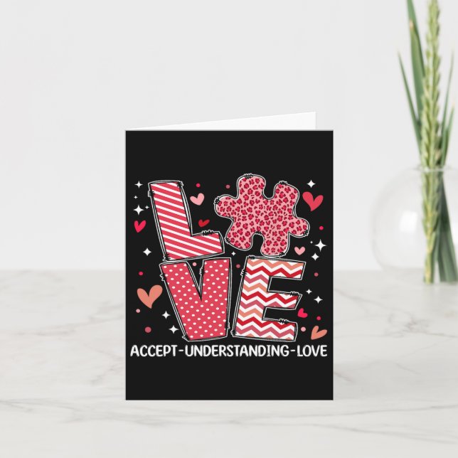 Accept Understand Love Autism Awareness Valentine' Card (Front)