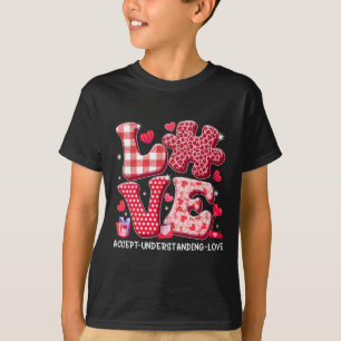 Accept Understand Love Autism Awareness Valentine' T-Shirt