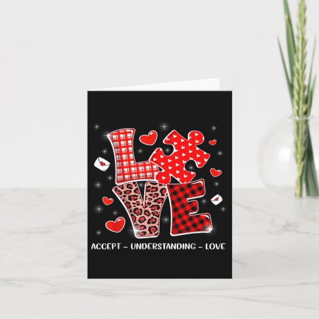 Accept Understand Love Autism Awareness Valentines Card (Front)
