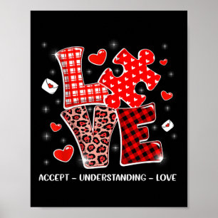 Accept Understand Love Autism Awareness Valentines Poster
