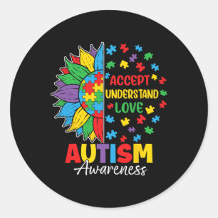 Accept Understand Love Autism Day  Classic Round Sticker