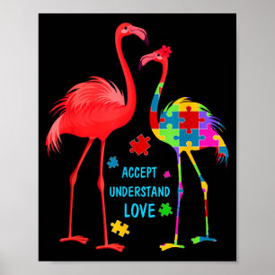 Accept understand love autism flamingo puzzle boys poster
