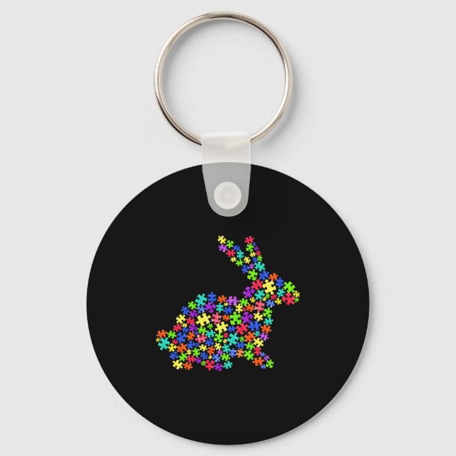 Accept Understand Love Bunny Autism Awareness East Key Ring (Front)