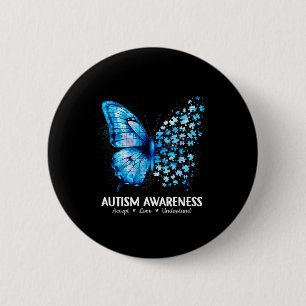 Accept Understand Love Butterfly Autism Awareness 6 Cm Round Badge