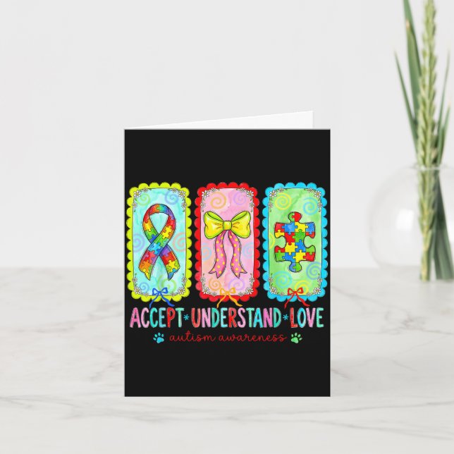 Accept understand love coquette autism awareness card (Front)